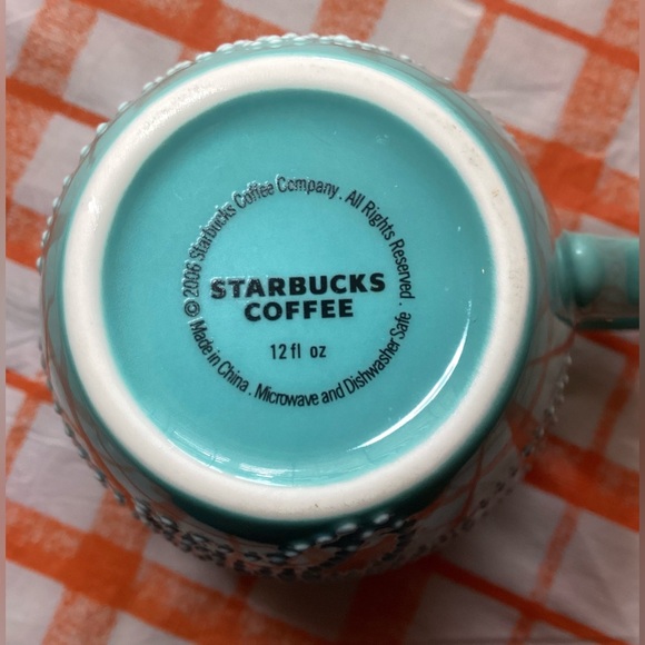 2006 Starbucks Embossed Pin Dot Turquoise Mug - Picture 6 of 6